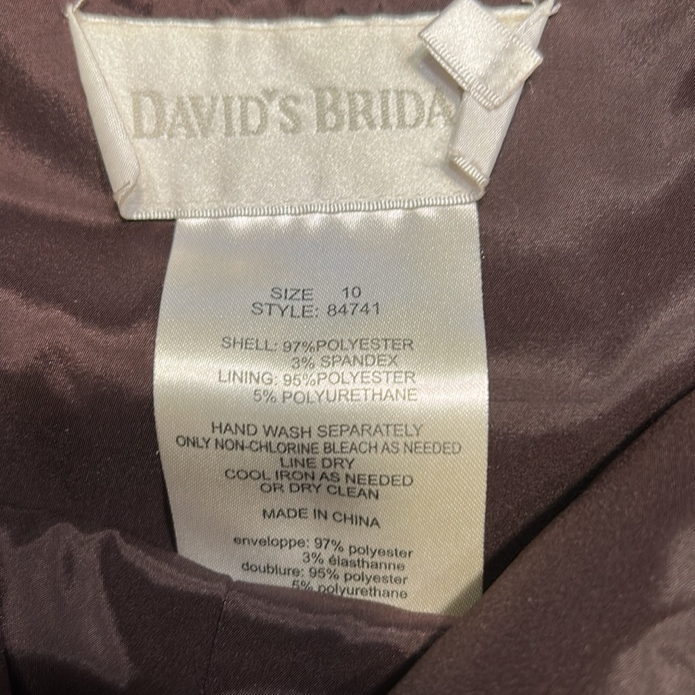 Davids Bridal Chocolate Brown Sleeveless Cowl Neck Cocktail Prom Midi Dress - Picture 6 of 6